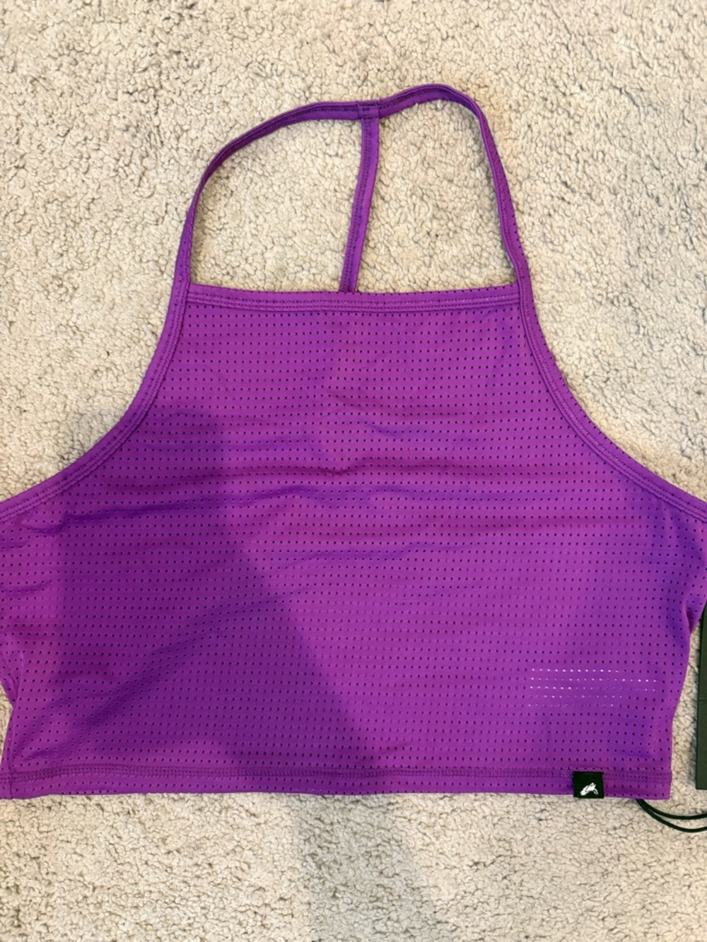 Alphalete Perforated Mesh Halter Crop Top | Purple | tagged XL but fits M/L